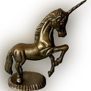 Vintage brass unicorn statue figurine bookend chic little decor collectible